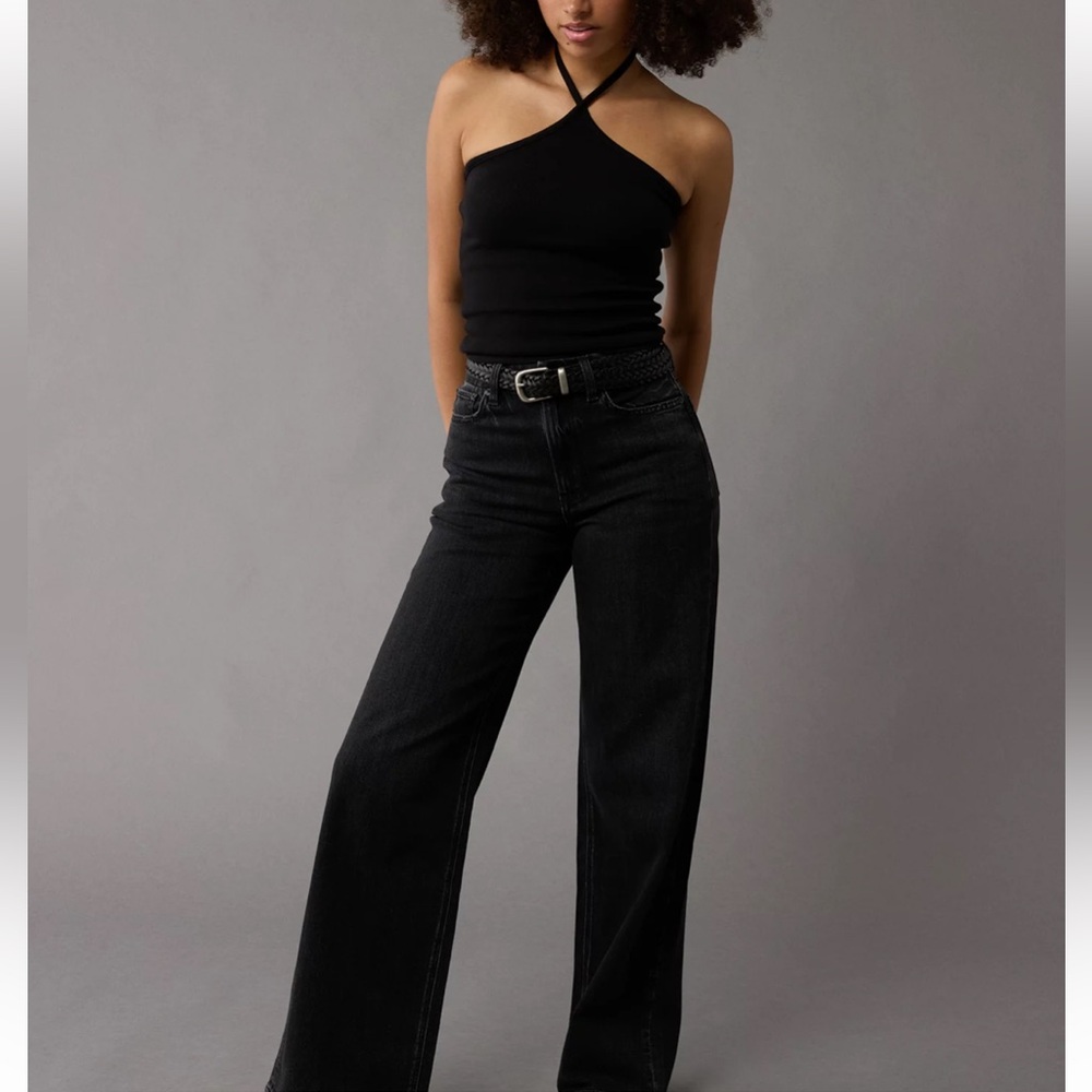 AE Dreamy Drape Stretch Curvy Super High-Waisted Baggy Wide-Leg Jean